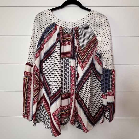 Beulah oversize boho flowy multiprint patchwork pullover blouse size S - Picture 8 of 13